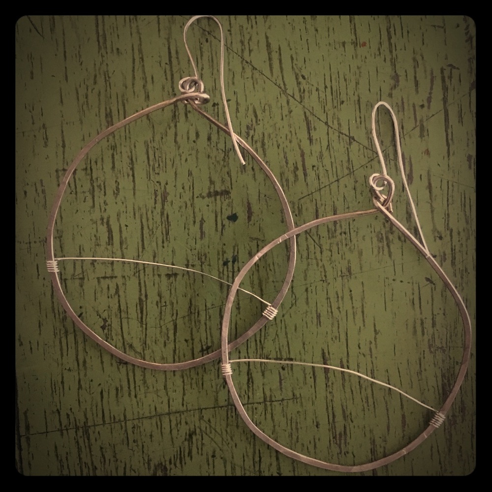 Sterling half-moon drop hoop earrings